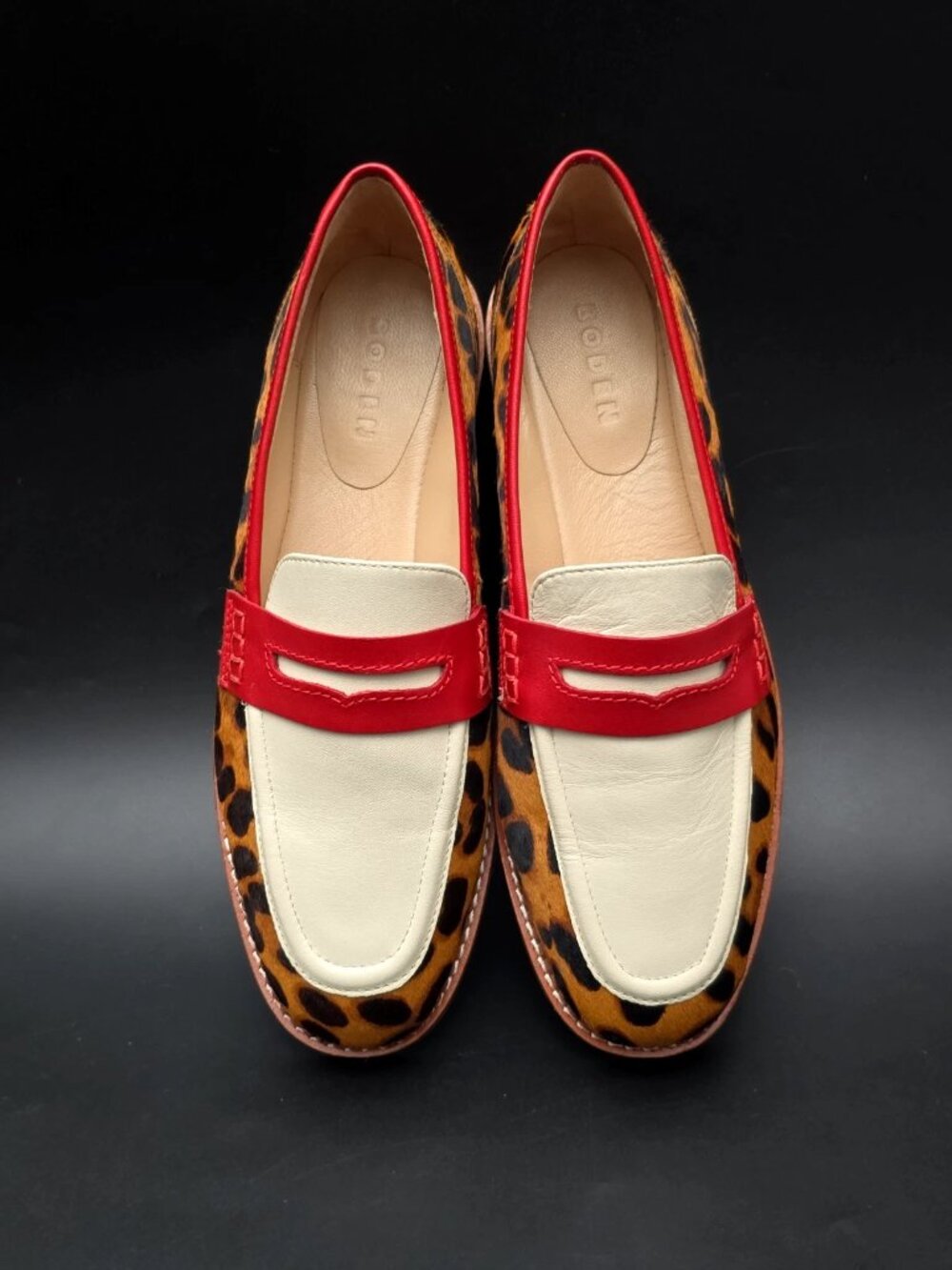 Boden Nya White Leopard Red Slip-on Penny Loafers Women's Size US 8 EU 39 NEW - Picture 5 of 12